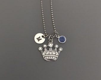 Clear Rhinestone Crown Necklace-Princess Necklace-Crown Jewelry-Tiara Necklace