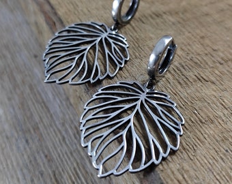 Boucles d'oreilles en argent sterling, boucles d'oreilles feuille, bijoux modernes, boucles d'oreilles faites main, boucles d'oreilles en filigrane, créoles, boucles d'oreilles ajourées