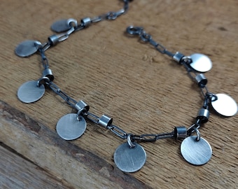 Bracelet- oxidized sterling silver, handmade jewelry, raw silver, Finished Chain