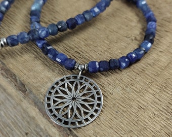 Collier cyanite en argent sterling oxydé – Bijoux en perles faits main