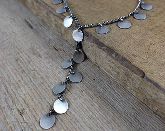 Delicate necklace - oxidized sterling silver, Handmade jewelry, Raw silver