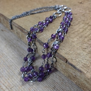 Necklace - oxidized sterling silver and amethyst/quartz/labradorite/zitrone/garnet(hessonit)/tourmaline/malachite/ aquamarine/larimar/pearl