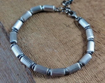 Bracelet- oxidized sterling silver, handmade jewelry, raw silver, raw chain