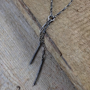 Sterling Silver Bar Necklace, Necklace with pendant, Chain with pendant, Rolo Chain, Handmade jewelry, Raw silver