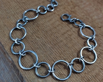Bracelet- oxidized sterling silver, handmade jewelry, raw silver, Finished Chain Cyber Sale 2023