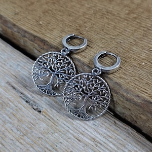 Silver Tree Earrings, Tree of Life Earrings, Silver Artisan Earrings, Vintage Earrings, Silver Earrings, hoops earrings, Openwork earrings