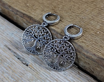 Boucles d'oreilles arbre en argent, boucles d'oreilles arbre de vie, boucles d'oreilles artisanales en argent, boucles d'oreilles vintage, boucles d'oreilles en argent, créoles, boucles d'oreilles ajourées