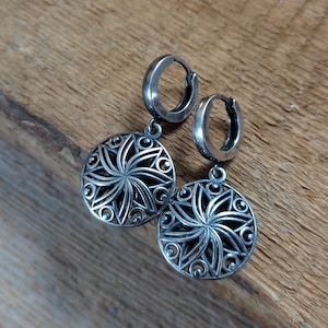 Sterling Silver Earrings, Modern Jewelry, Handmade Earrings, Filigree Earrings, Textured earrings, hoops earrings, Openwork earrings