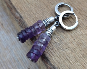 Ohrringe - oxidiertes Sterlingsilber und Amethyst, Ohrringe mit Perlen, handgemachter Schmuck