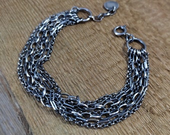 Bracelet- oxidized sterling silver, handmade jewelry, raw silver, rolo chain, Unisex,  Finished Chain Cyber Sale 2023
