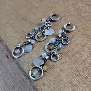 Orecchini in argento sterling 925, Argento sterling, morganite e acquamarina, gioielli moderni, Orecchini con moneta, Orecchini fatti a mano, Argento sterling 925.