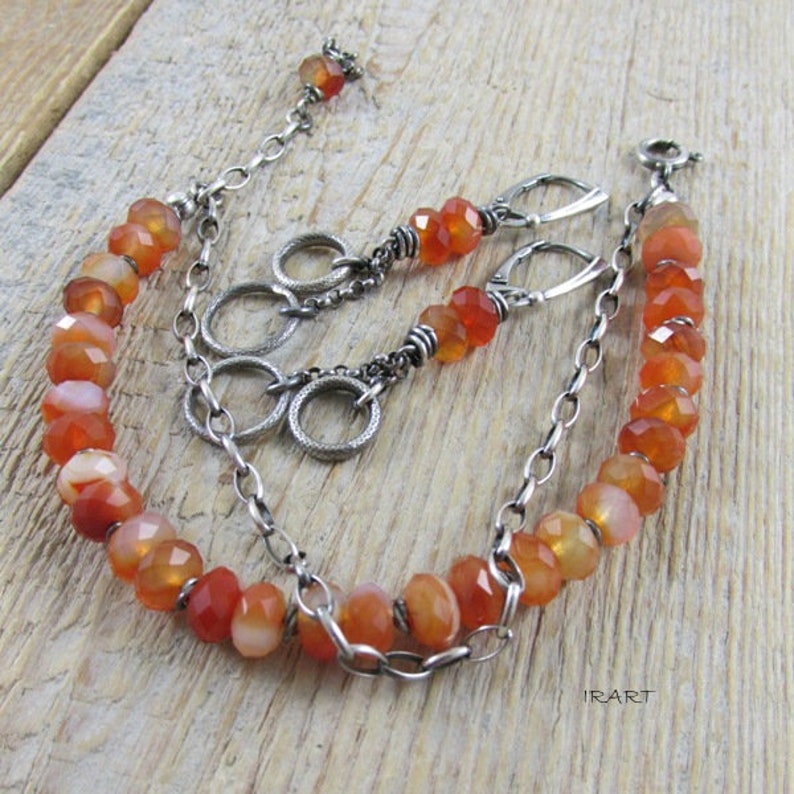 oxidized sterling silver and carnelian Bracelet