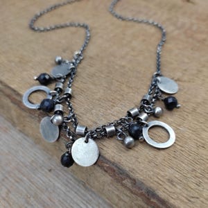 Necklace - oxidized sterling silver with sapphire, gemstone, handmade jewelry, natural stone