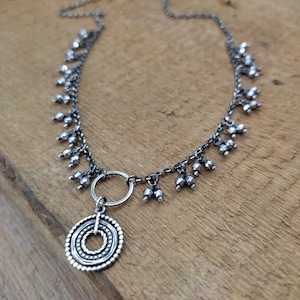 Necklace - oxidized sterling silver and hematite, delicate necklace, handmade jewelry