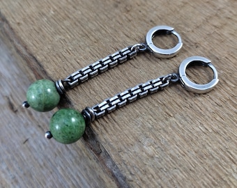 Earrings - oxidized sterling silver and diopside, Earrings with beads, Handmade jewelry