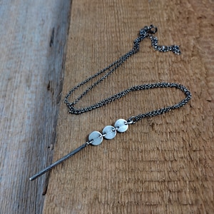 Delicate necklace - oxidized sterling silver, Handmade jewelry, Raw silver