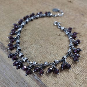 Bracelet - Oxidized Sterling Silver And Garnet, Gemstone, Handmade Bracelet, Jewelry