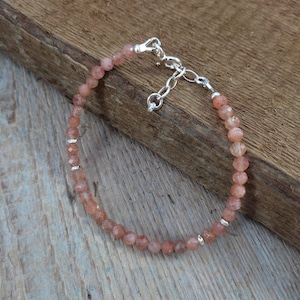 Bracelet - sterling silver and sun stone, gemstone, handmade jewelry, modern bracelet.