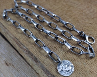 Oxidized Sterling Silver Chain Necklace - Handmade Unisex Jewelry