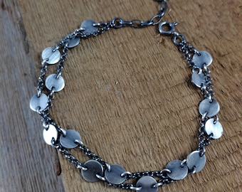 Bracelet- oxidized sterling silver, handmade jewelry, raw silver, Finished Chain