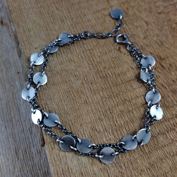 Bracelet- oxidized sterling silver, handmade jewelry, raw silver, Finished Chain Cyber Sale 2023