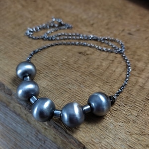 Silver ball necklace, Sterling silver ball pendant on a chain, Ball necklace, Gift for women, Five balls, Classic jewelry, Floating balls