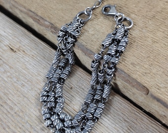 Bracelet- oxidized sterling silver, handmade jewelry, raw silver, raw chain