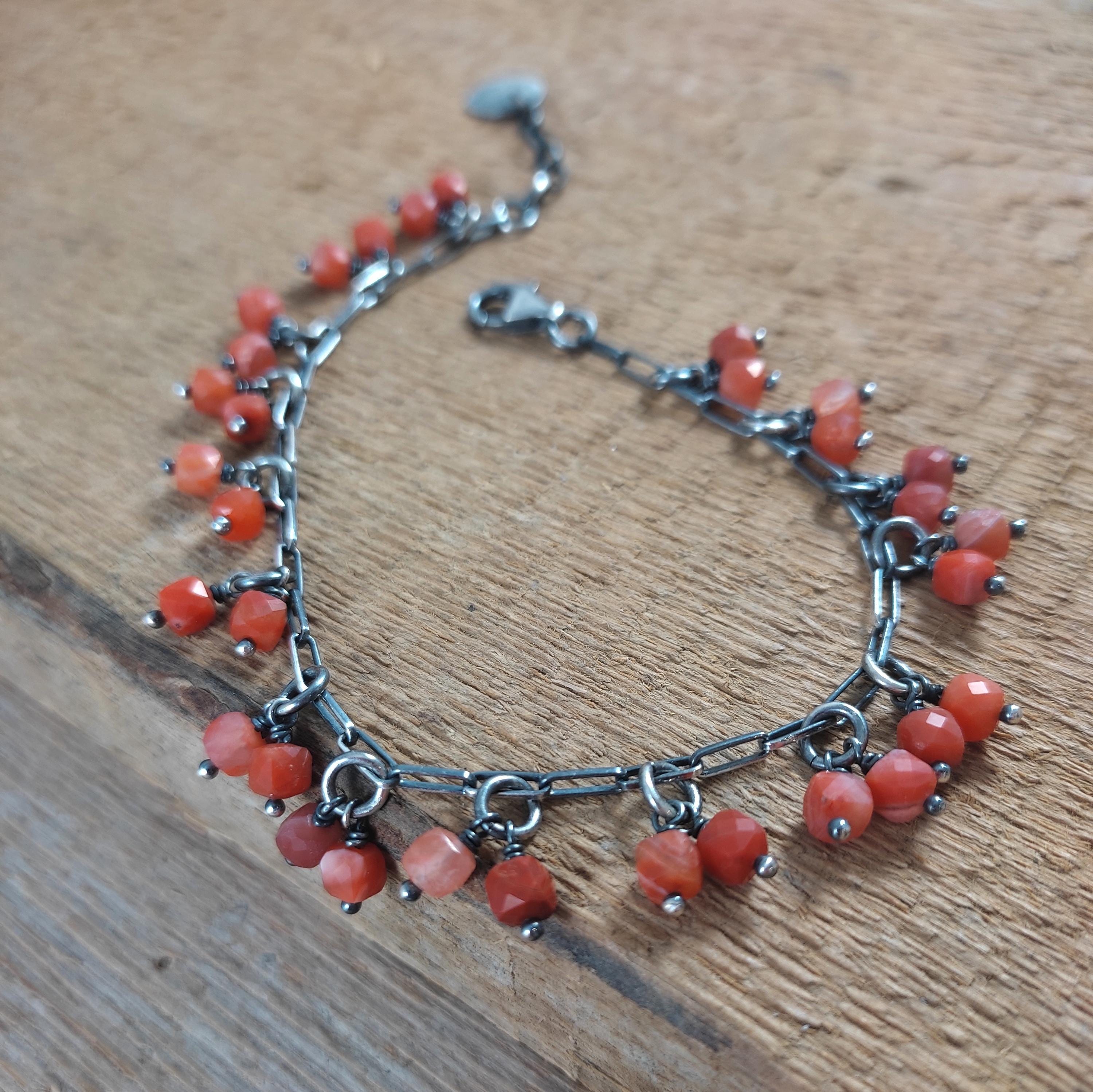 Bracelet - Oxidized Sterling Silver and Carnelian, Gemstone, Handmade  Jewelry, 925 Sterling Silver Bracelet, Pendants - Etsy Australia