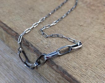 Oxidized Sterling Silver Chain Necklace – Handmade Raw Silver Jewelry