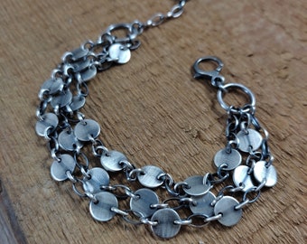 Bracelet- oxidized sterling silver, handmade jewelry, raw silver, Finished Chain