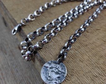 Collar de plata de ley oxidada: cadena hecha a mano, joyería unisex moderna