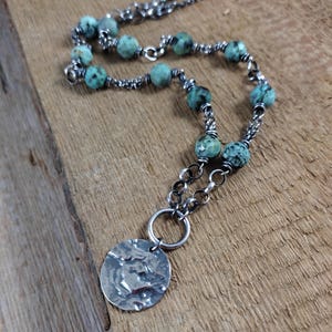 Necklace - oxidized sterling silver and turquoise