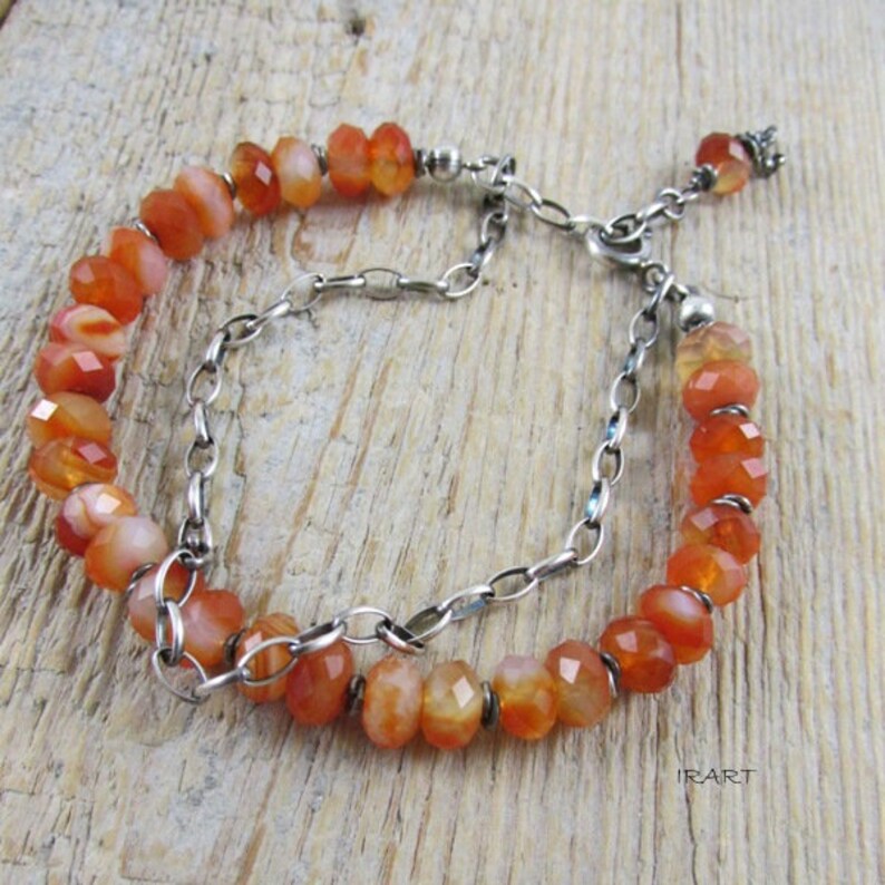 oxidized sterling silver and carnelian Bracelet