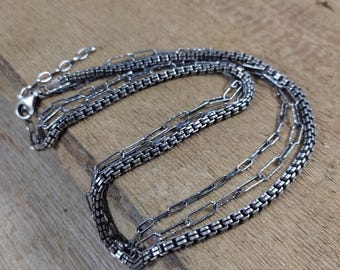 Oxidized Sterling Silver Chain Necklace - Handmade Modern Jewelry