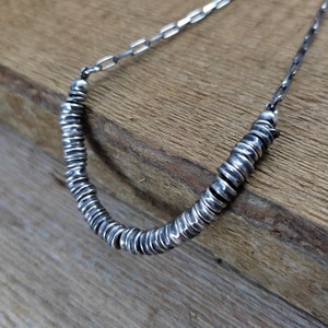 Delicate necklace - oxidized sterling silver, Handmade jewelry, Raw silver