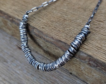 Delicate necklace - oxidized sterling silver, Handmade jewelry, Raw silver Cyber Sale 2023