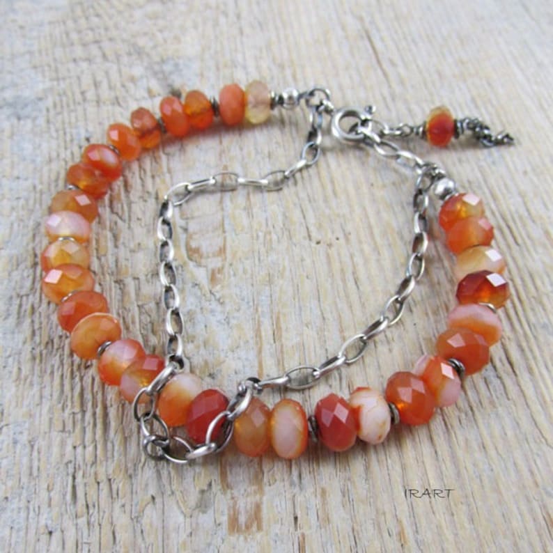 oxidized sterling silver and carnelian Bracelet