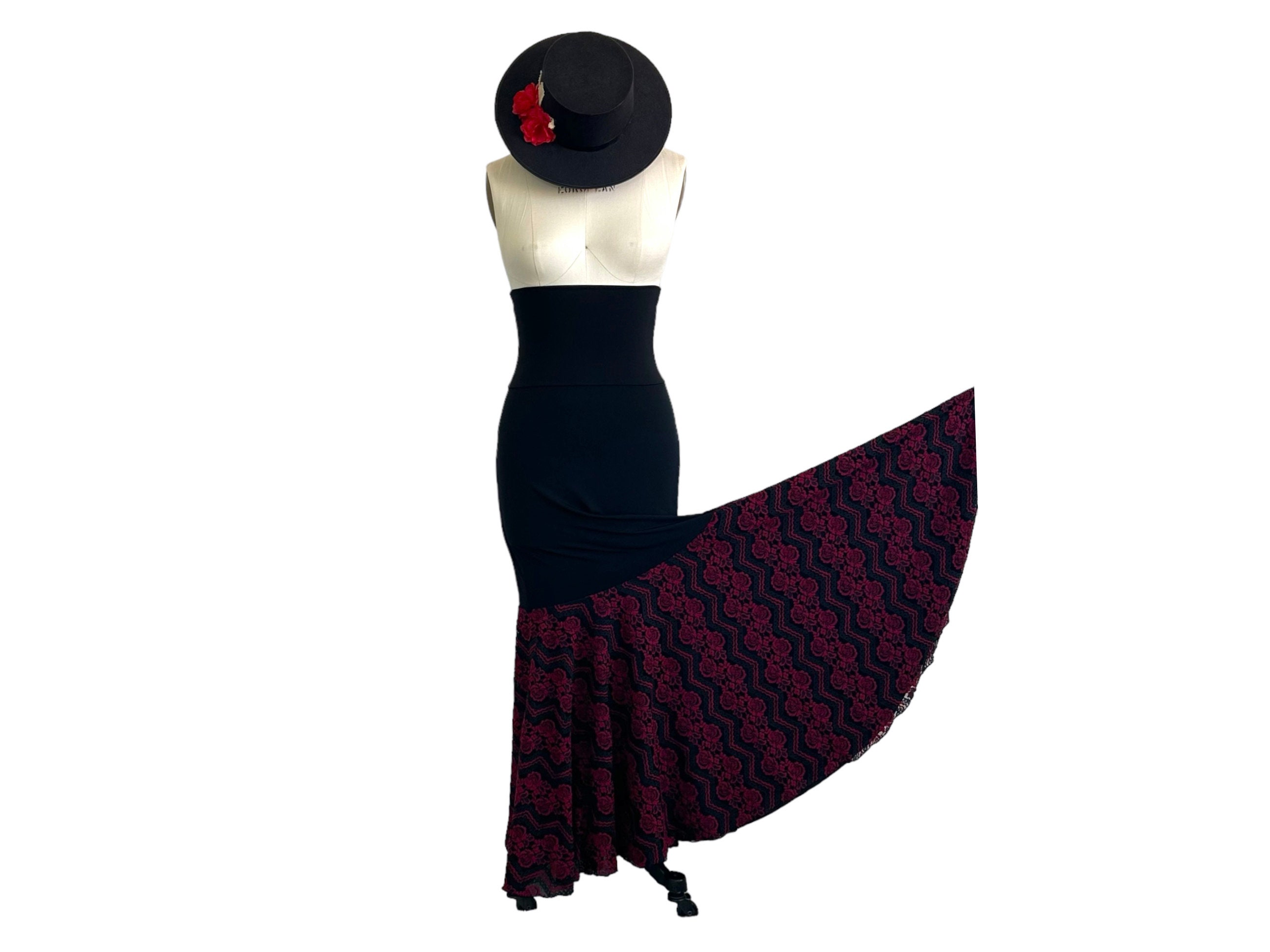 Maroon flamenco skirt top