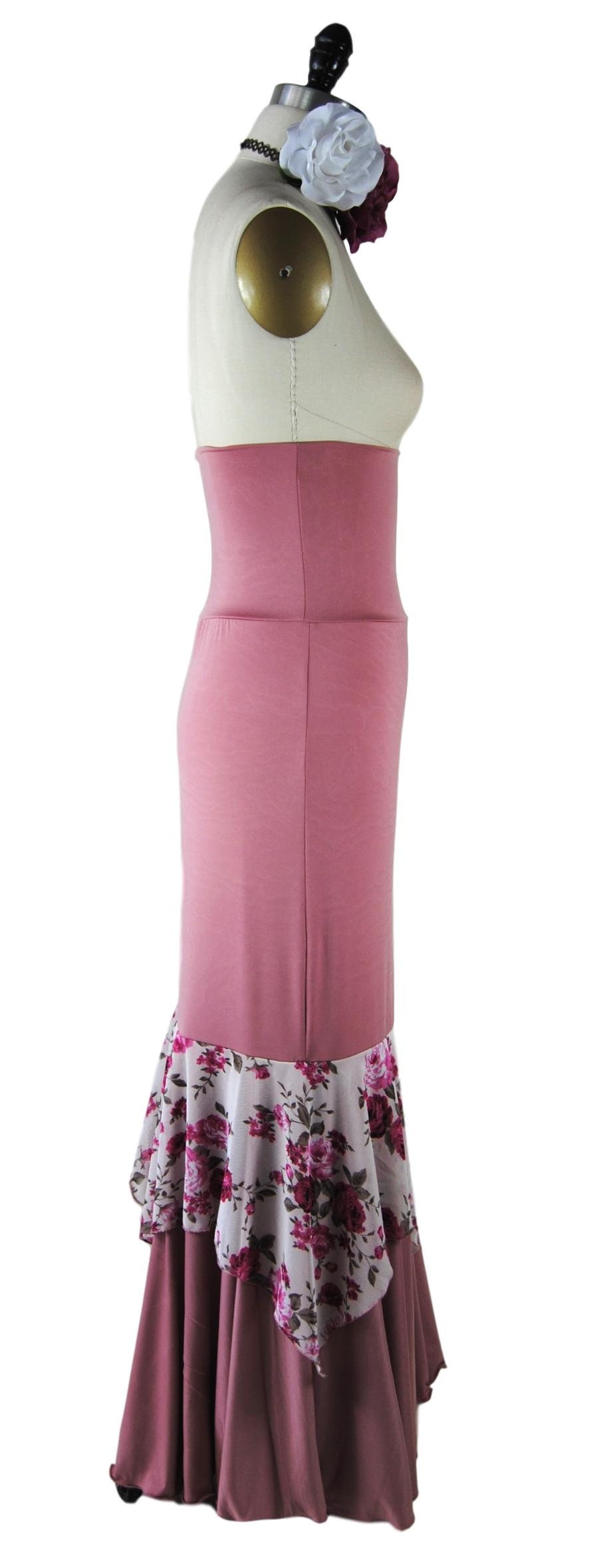 Flamenco Skirt Mermaid Maxi Skirt Handkerchief Hem Pink Rose | Etsy