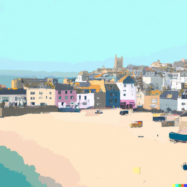 St Ives Cornwall Beach Poster Picture Illustration Travel Gift Art