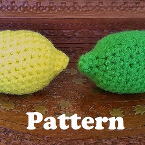 PATTERN, Amigurumi Crochet Play Food Lemon and Lime