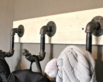 Industrial coat hooks, farmhouse Jacket hanger, steam punk themed hat rack, Mud room, entryway, Laundry room wall coat hook