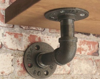 FARMHOUSE Pipe Shelf Bracket Holder, Steam punk industrial decor, FLOATING SHELF