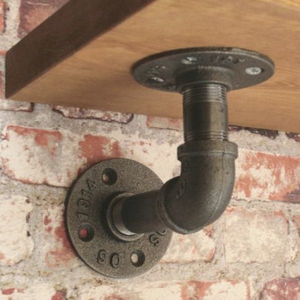 FARMHOUSE Pipe Shelf Bracket Holder, Steam punk industrial decor, FLOATING SHELF