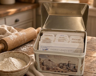 Vintage Washburn’s Gold Medal Flour Recipe Box Tin with Washburn Crosby Mills Illustration