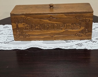 Vintage hand carved recipe box
