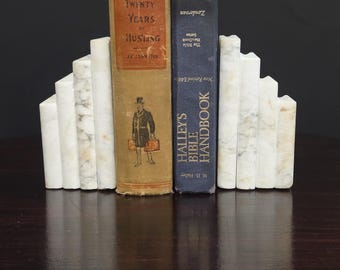 Solid Marble Bookends Shaped like a Stack of Books