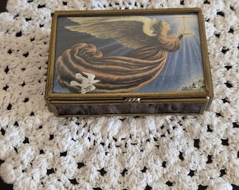 Glass and Brass Footed Trinket Box Handcrafted Via Vermont Ltd.