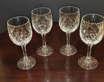 Lead Crystal Wine Glasses with Diamond and Fan Patterns made in Poland by Noble Excellence