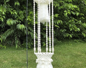 Large Vintage Macrame Platter or Tray Style Plant Holder,